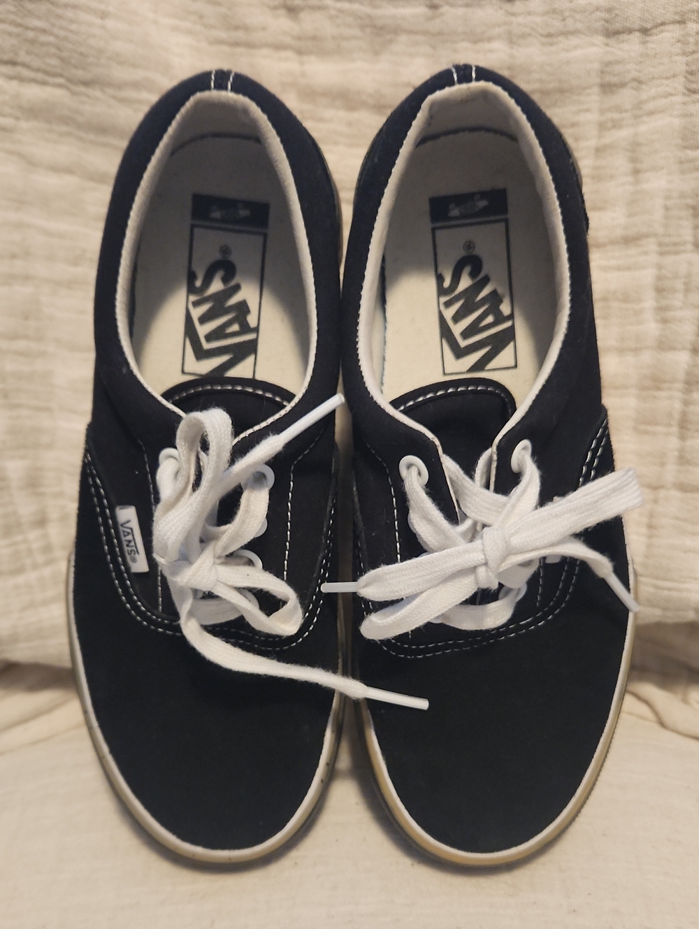 Vans Platform Black Canvas Low-Top Sneakers with White Laces